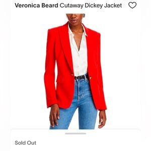 Veronica Beard cutaway, Dickie jacket, flame (red) size 0 NWT